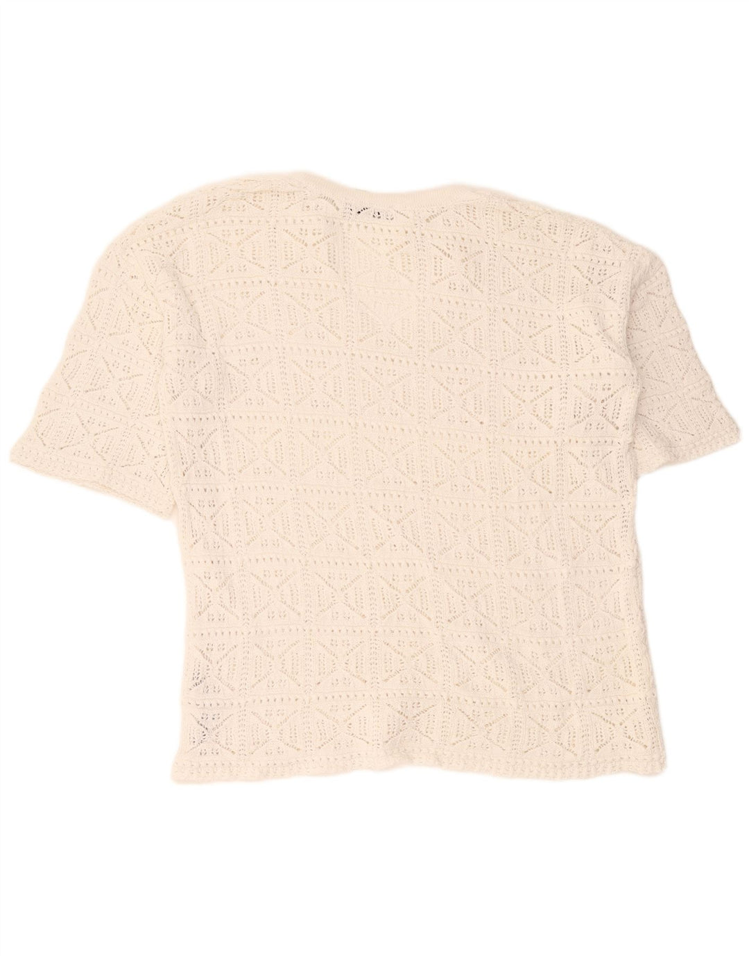 Zara Blusa De Ganchillo Extragrande para Mujer Top UK 10 Small White Cotton