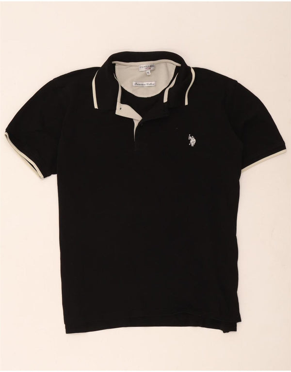 U.S. Polo Assn. Mens Polo Shirt XL Black Striped Cotton