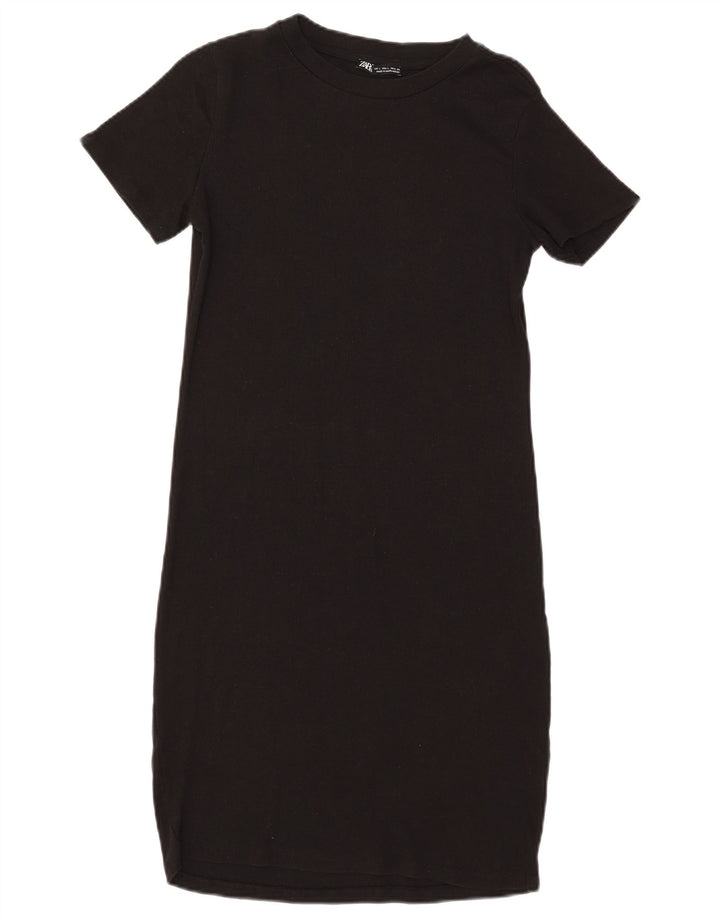 ZARA Vestido tipo jersey para mujer UK 44 Grande Algodón negro