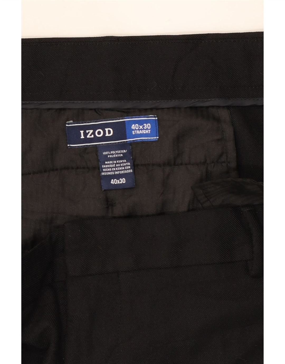 IZOD Mens Straight Chino Trousers W40 L30 Black Polyester Vintage Izod and Second-Hand Izod from Messina Hembry 