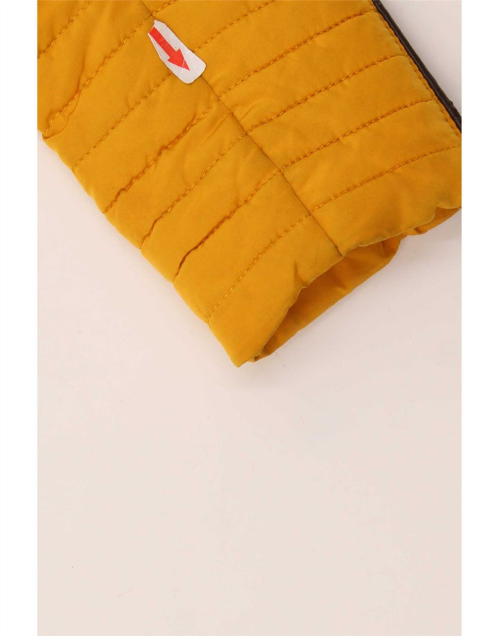 Zara Mujer Chaqueta Acolchada Corta Con Capucha UK 10 Small Poliéster Amarillo