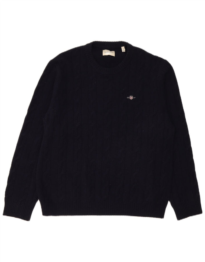Gant Jersey De Cuello Redondo Para Hombre XL De Lana De Cordero Azul Marino