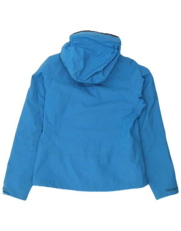 Jack Wolfskin Chaqueta impermeable con capucha para mujer UK 10 Small Blue Polyamide
