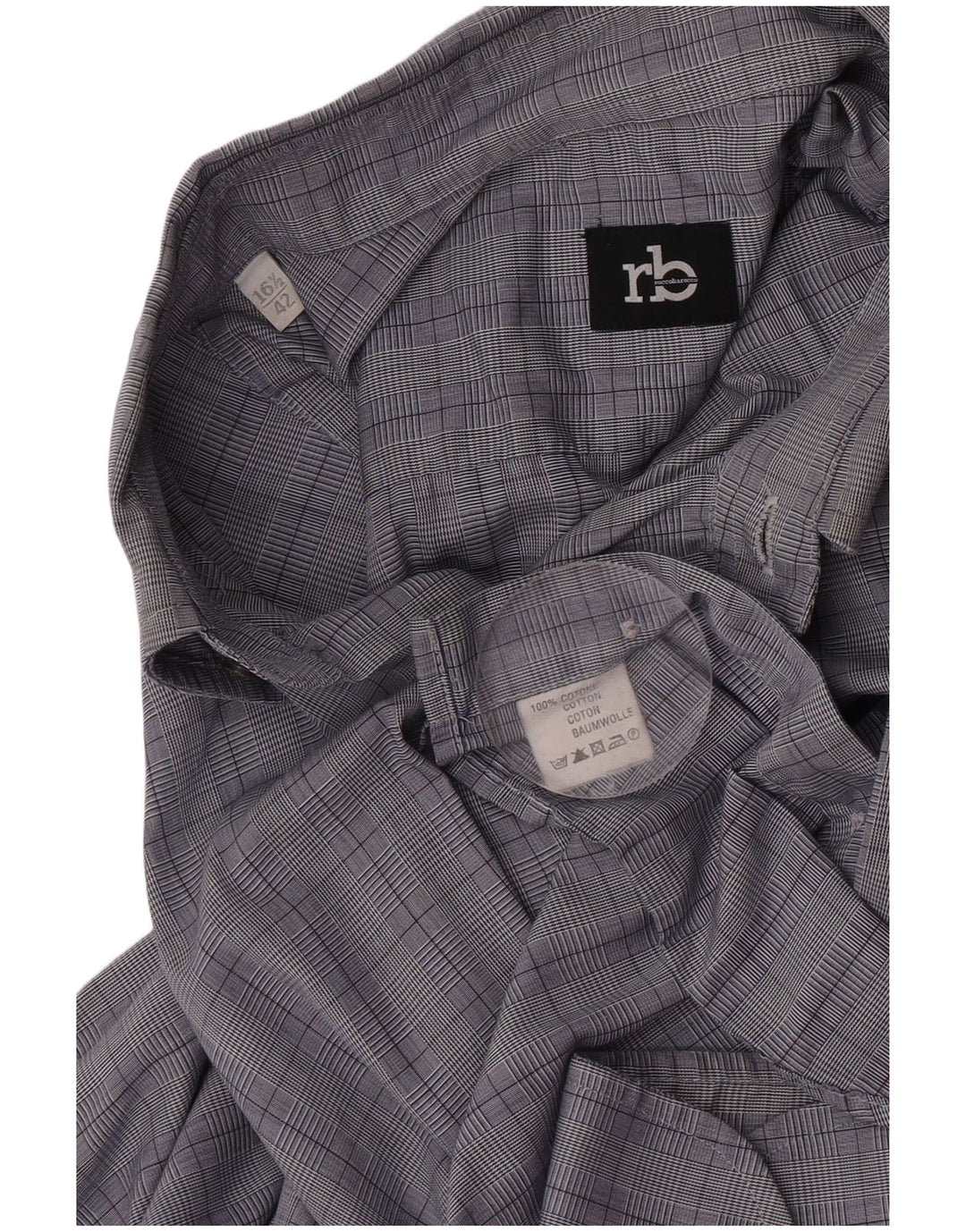 Roccobarocco Camisa para hombre Talla 42 16 1/2 Algodón a cuadros azul grande