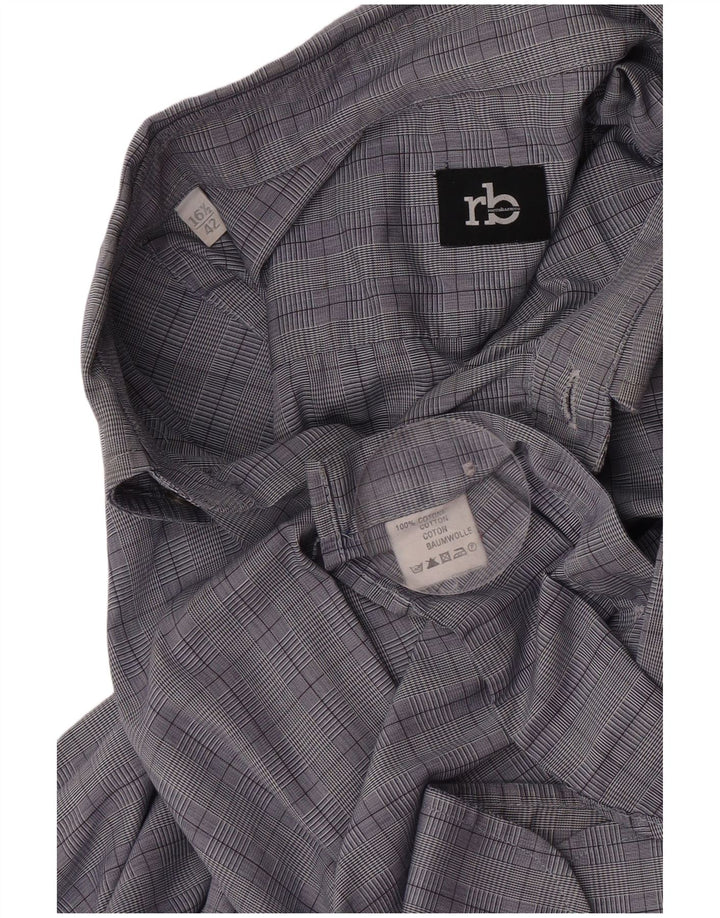 Roccobarocco Camisa para hombre Talla 42 16 1/2 Algodón a cuadros azul grande