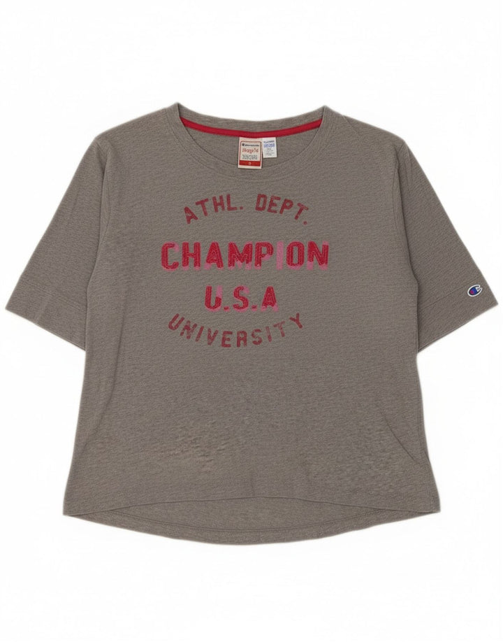 Champion Heritage Fit Top gráfico para mujer, manga 3/4, UK 44, gris medio