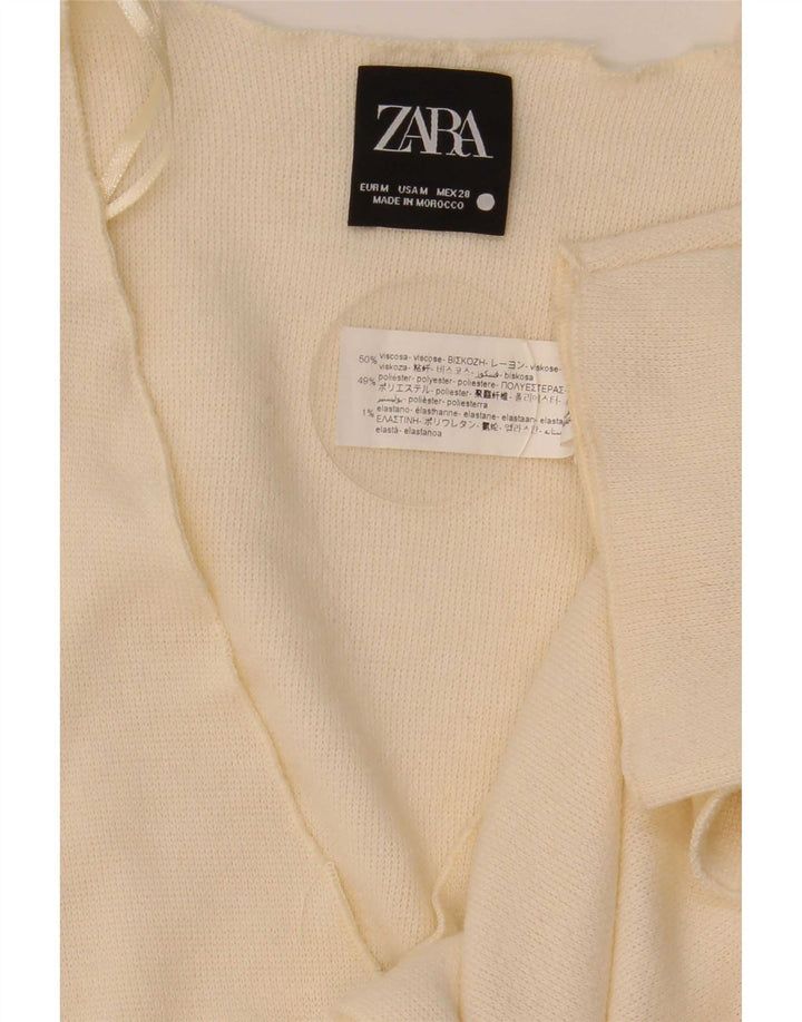 Zara Mujer Cárdigan Top UK 40 Medio Off White Viscosa