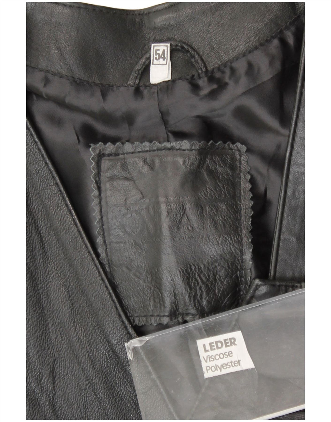 Chaleco de cuero vintage para hombre EU 54 XL cuero negro