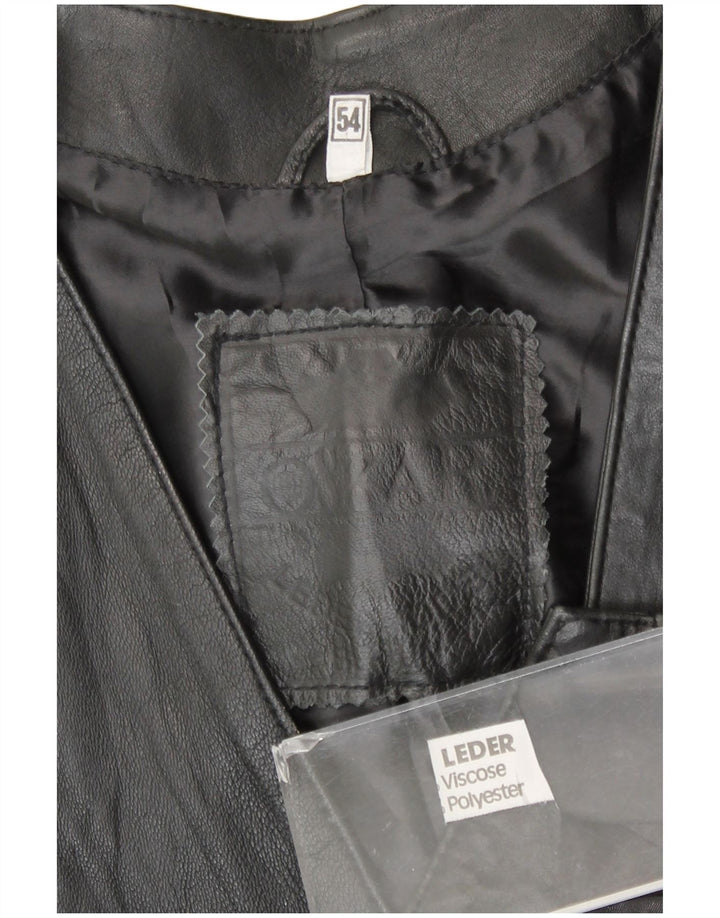 Chaleco de cuero vintage para hombre EU 54 XL cuero negro