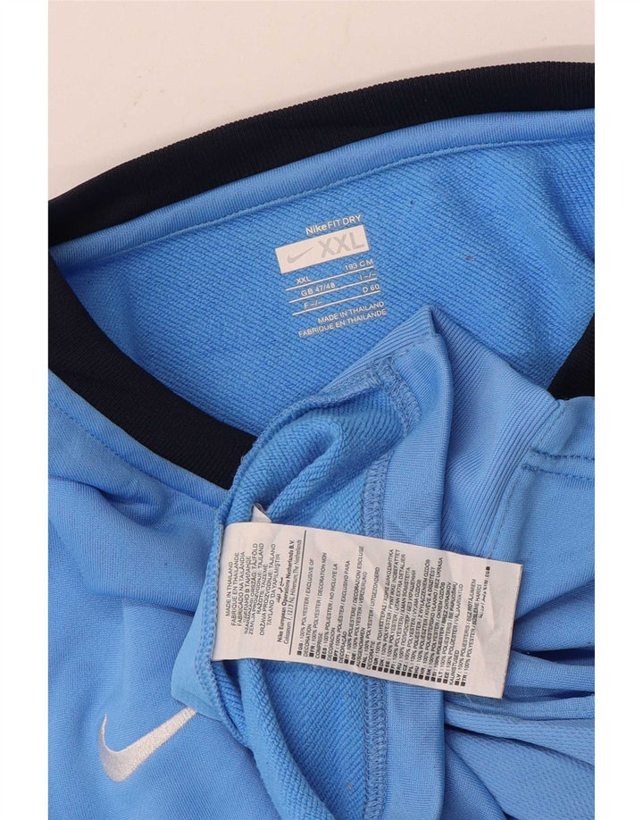 Nike Camiseta de manga larga para hombre UK 47/48 2XL Azul Colorblock Poliéster