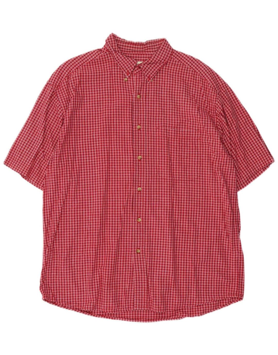EDDIE BAUER Camisa de manga corta para hombre de algodón a cuadros rojo grande