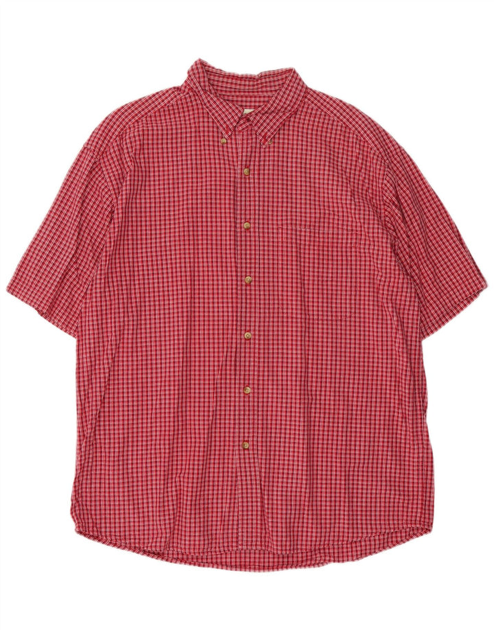 EDDIE BAUER Camisa de manga corta para hombre de algodón a cuadros rojo grande