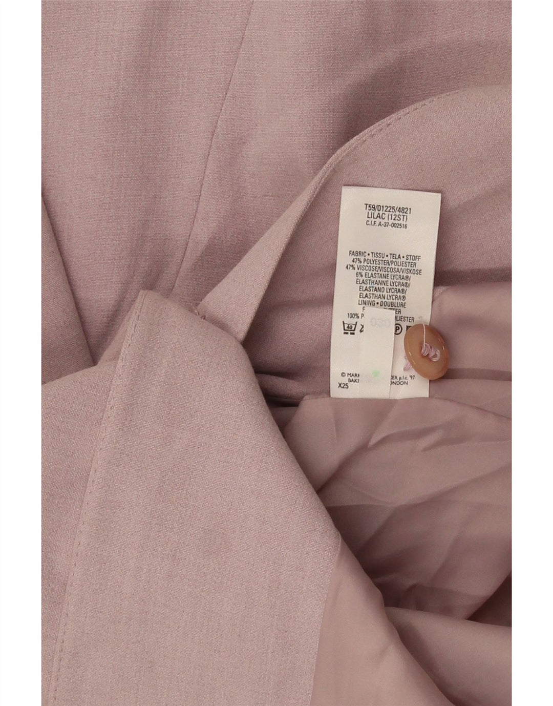 Marks & Spencer Chaqueta tipo blazer larga con 4 botones para mujer, talla M, color morado