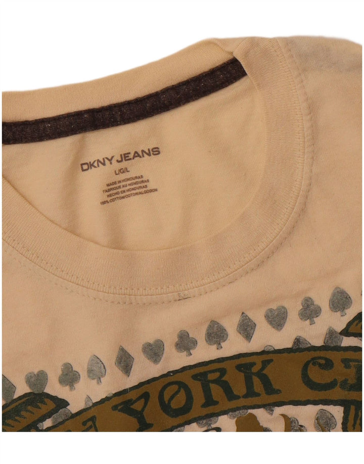DKNY Camiseta gráfica para hombre Top grande de algodón beige