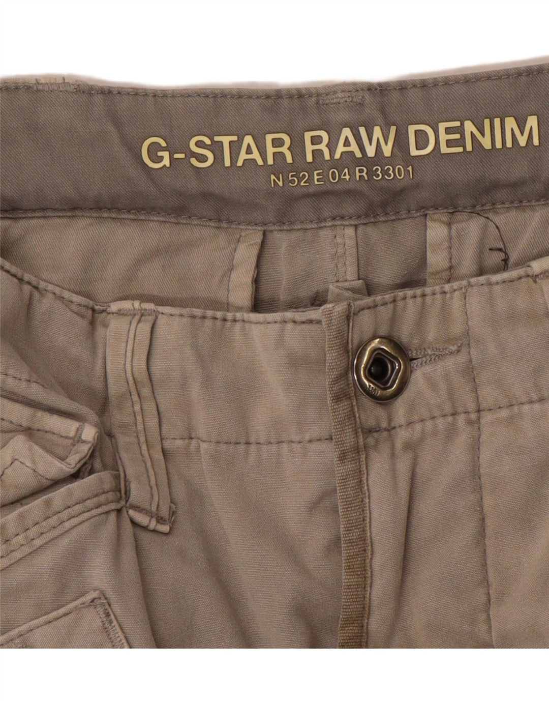 G-STAR Mens 3301 Graphic Cargo Shorts W32 Gris Medio