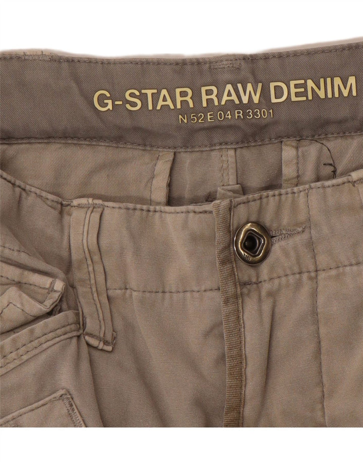 G-STAR Mens 3301 Graphic Cargo Shorts W32 Gris Medio