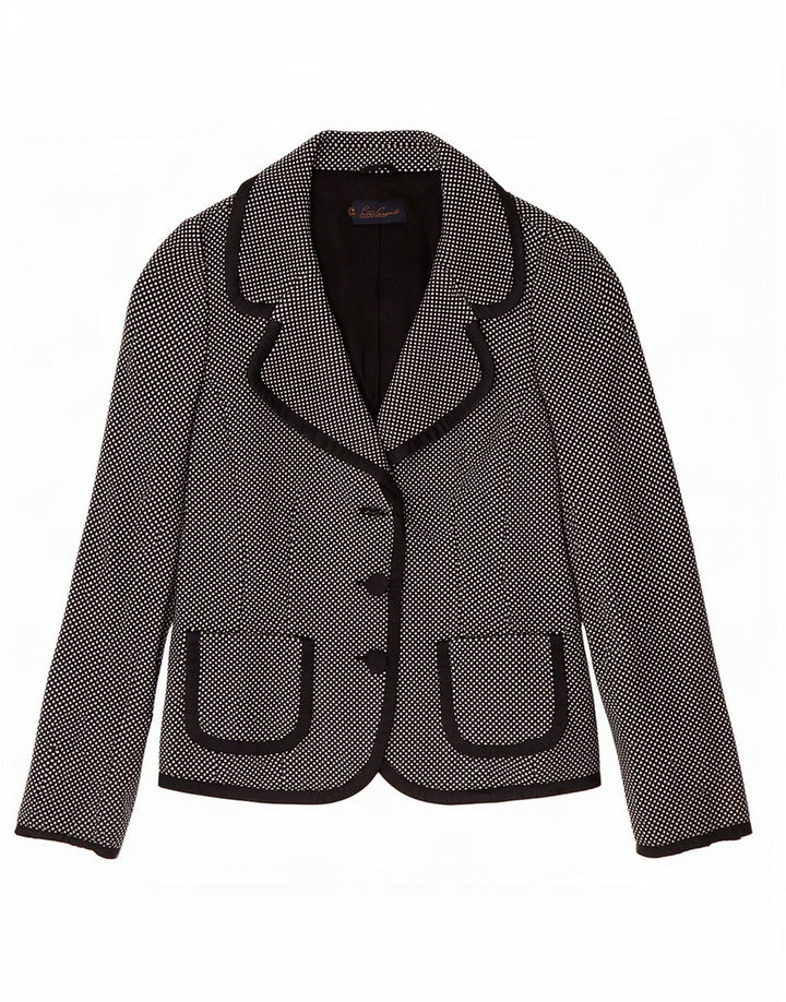 Luisa Spagnoli Chaqueta tipo blazer de 3 botones para mujer UK 10 Small Lana moteada negra