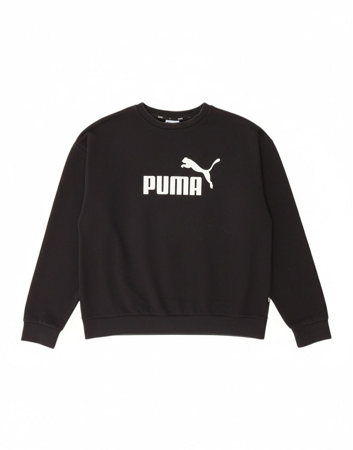 PUMA Womens Graphic Sweatshirt Jumper UK 14 Medium Black