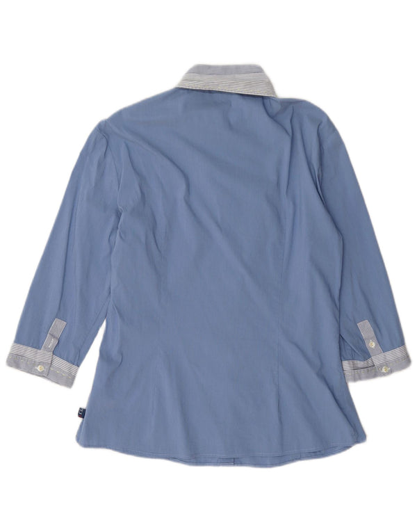 Trussardi Jeans Camisa de manga 3/4 para mujer UK 42 Azul medio Rayas diplomáticas