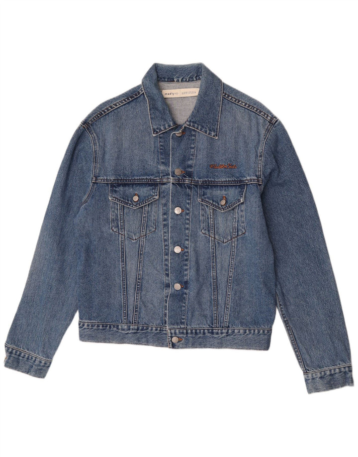 Vintage hombres chaqueta de mezclilla Reino Unido 40 algodón azul grande