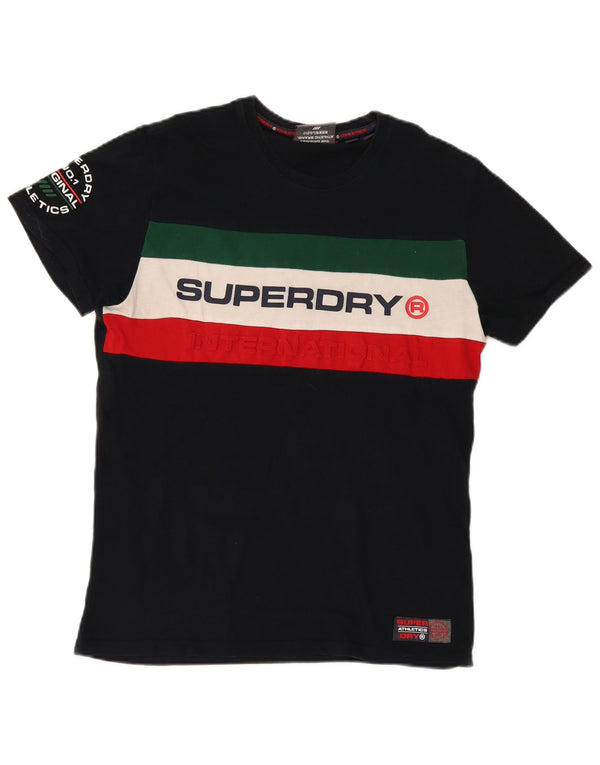 Superdry Camiseta con gráfico de hombre, talla grande, color negro, de algodón
