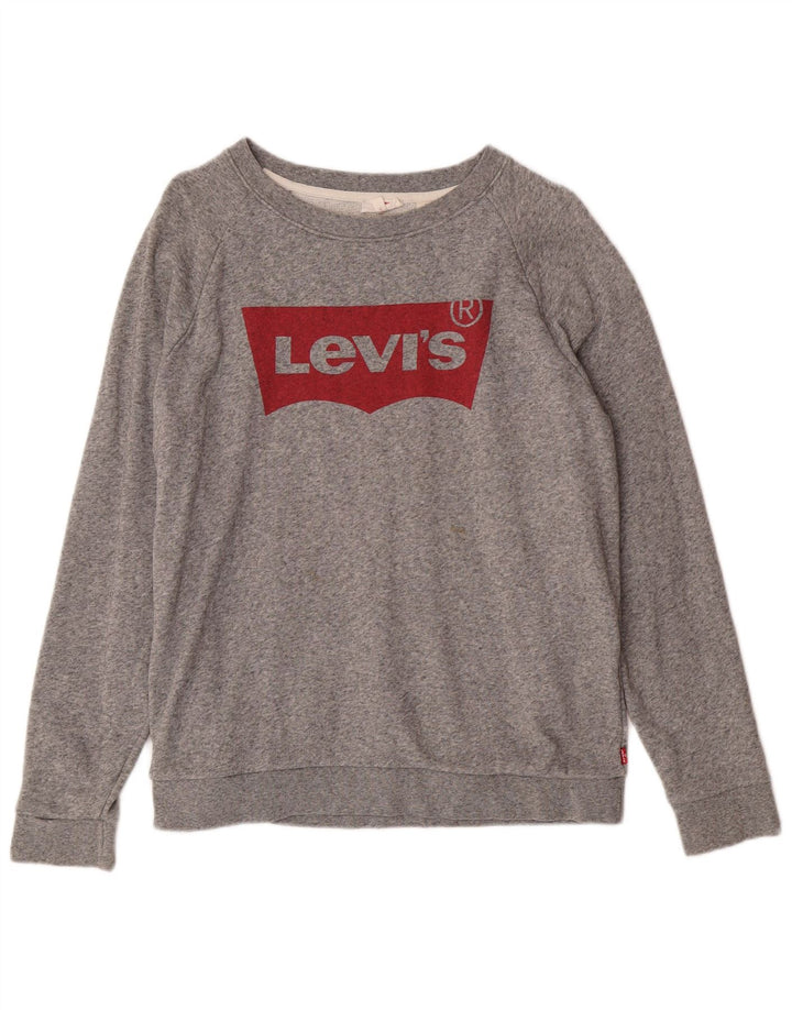 Levi's Sudadera gráfica para mujer Jumper UK 14 Algodón gris medio