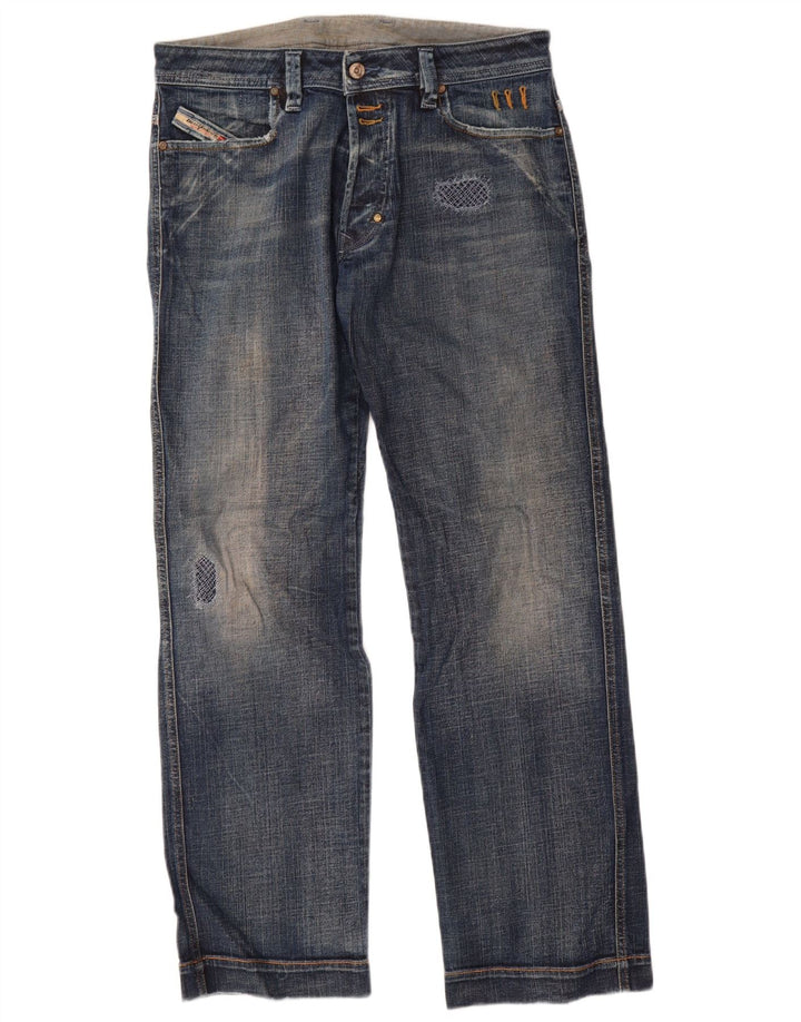 Diesel Vaqueros Rectos Desgastados Para Hombre W31 L32 Algodón Azul