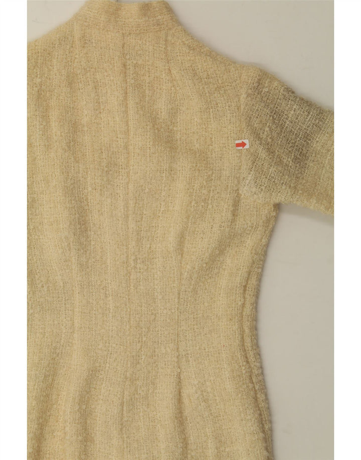 VINTAGE Womens Long Sleeve Maxi Dress UK 12 Medium Beige Vintage Vintage and Second-Hand Vintage from Messina Hembry 