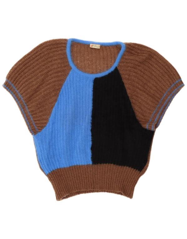 Berri Suéter tipo jersey con cuello barco para mujer Reino Unido 44 Marrón medio Angora con bloques de color