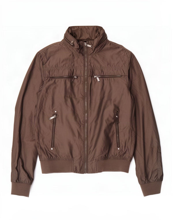 Zara Mens Chaqueta Bomber Con Capucha Reino Unido 40 Grande Gris
