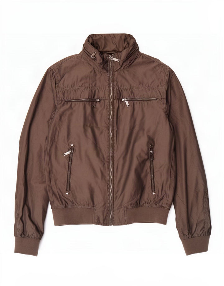 Zara Mens Chaqueta Bomber Con Capucha Reino Unido 40 Grande Gris