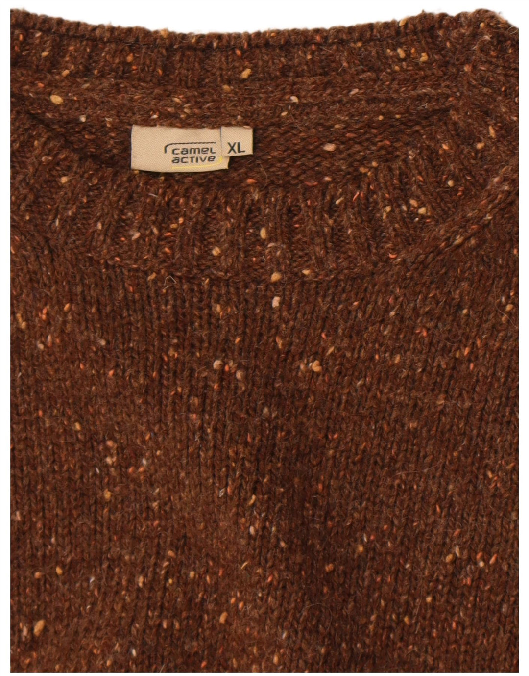 Camel Active - Jersey de cuello redondo para hombre, talla XL, color marrón moteado