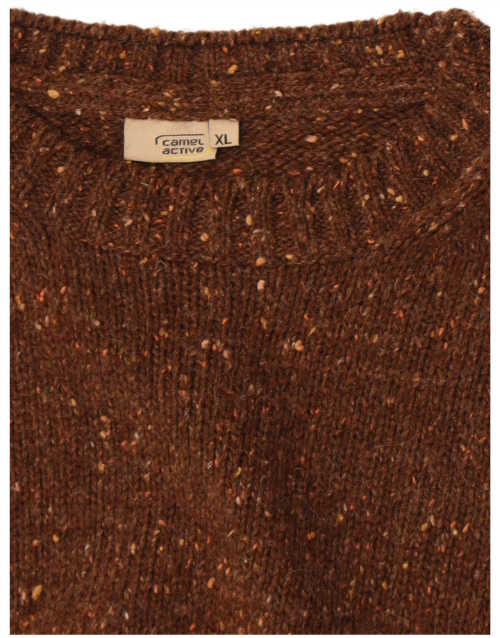 Camel Active - Jersey de cuello redondo para hombre, talla XL, color marrón moteado