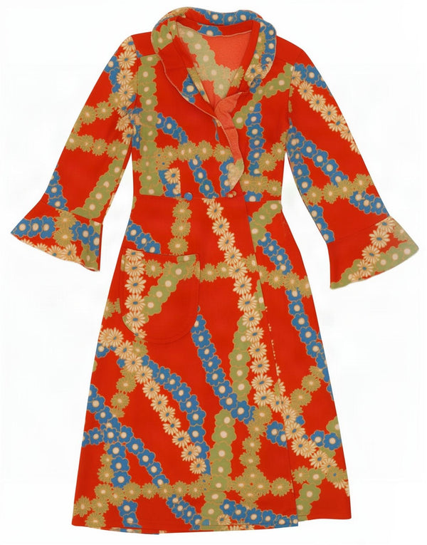 Vintage Womens 3/4 Sleeve Wrap Dress UK 10 Small Red Floral