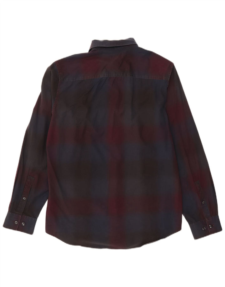 Camisa Calvin Klein Hombre Algodón A Cuadros Burdeos Medio