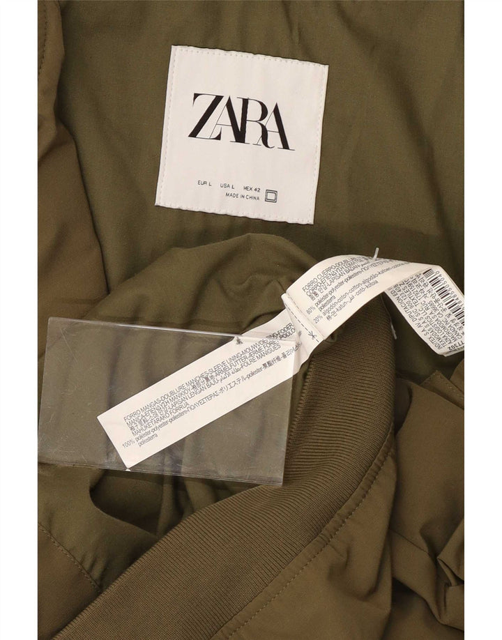 Chaqueta bomber Zara para hombre UK 40 Large Caqui Poliéster