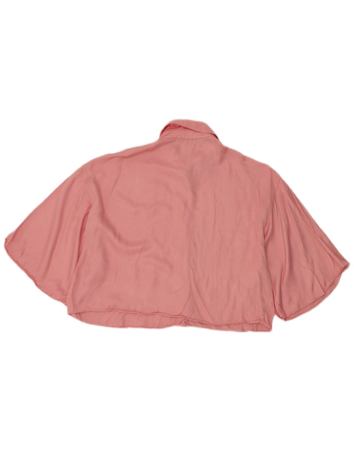 ZARA Mujer Crop Batwing Shirt Blusa UK 44 Viscosa Rosa Mediana