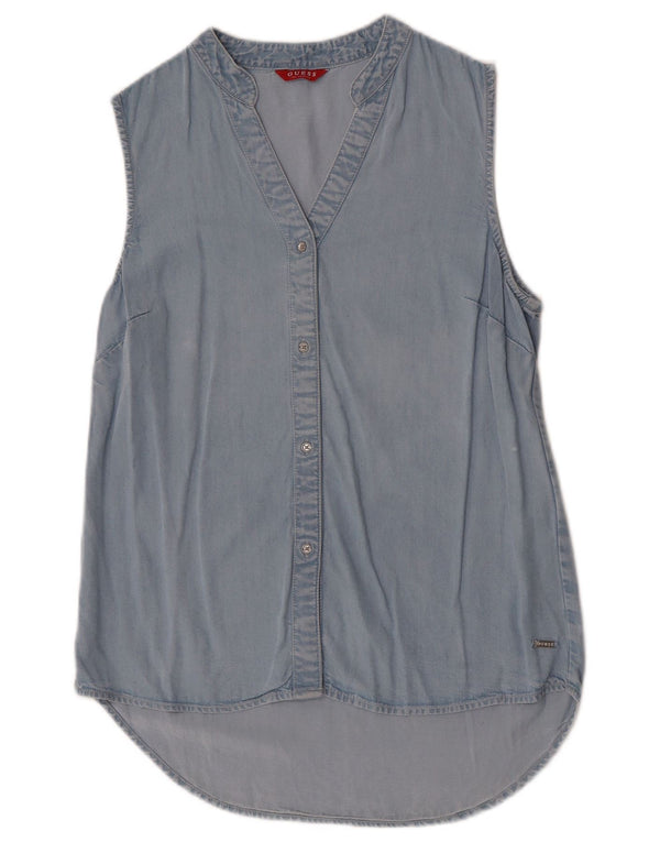 Guess Camisa Vaquera Sin Mangas Mujer UK 4 XS Azul