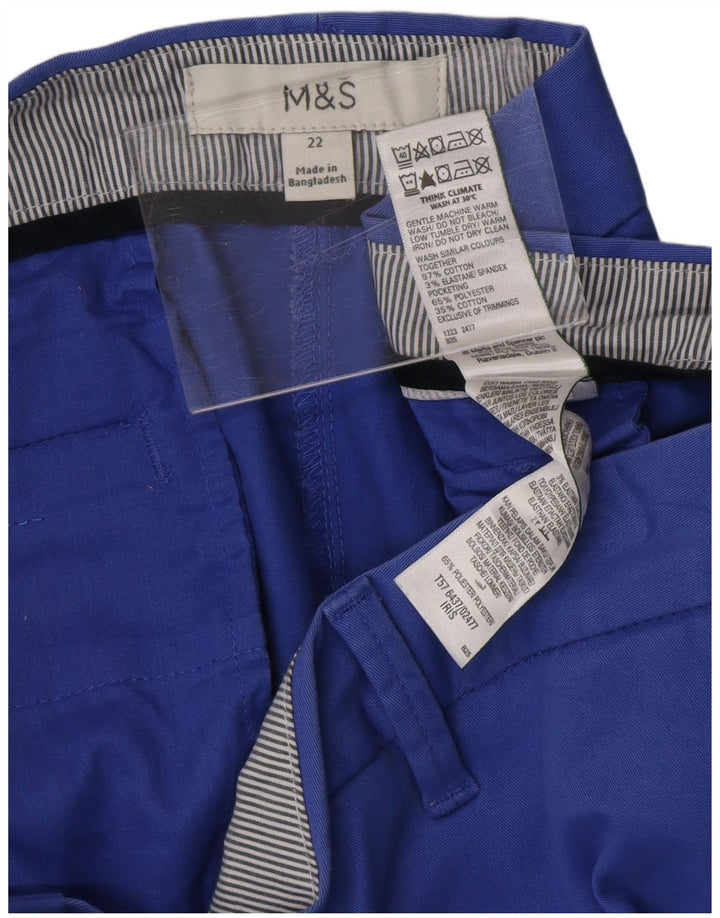 MARKS & SPENCER Pantalones cortos chinos para mujer UK 22 3XL W42 Algodón azul