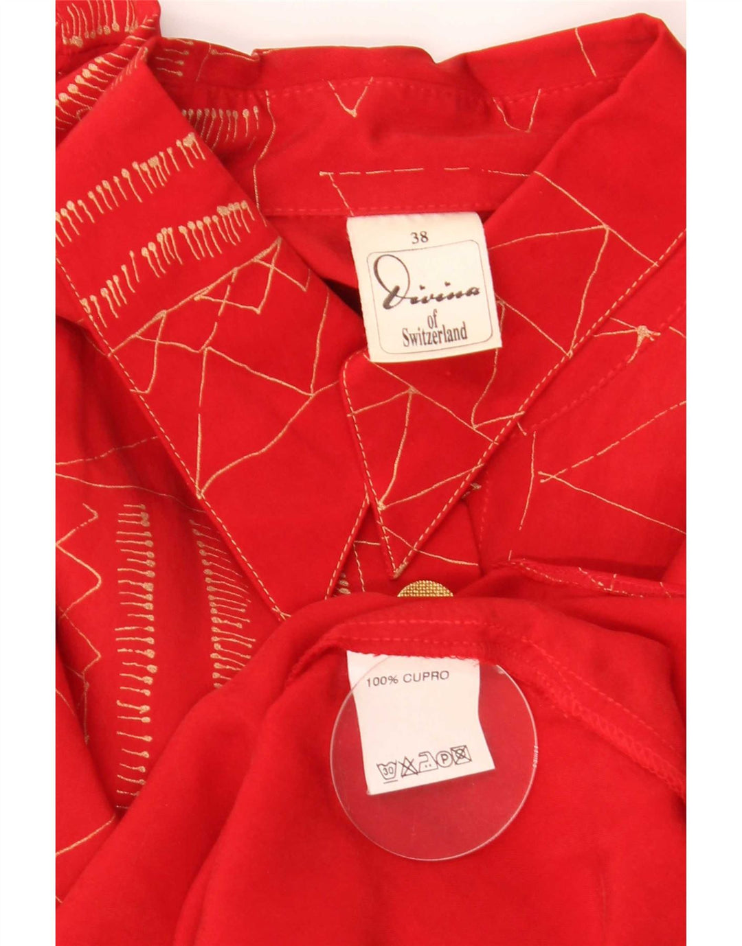 Divina Blusa Camisera Mujer EU 38 Medium Rojo Geométrico Cupro