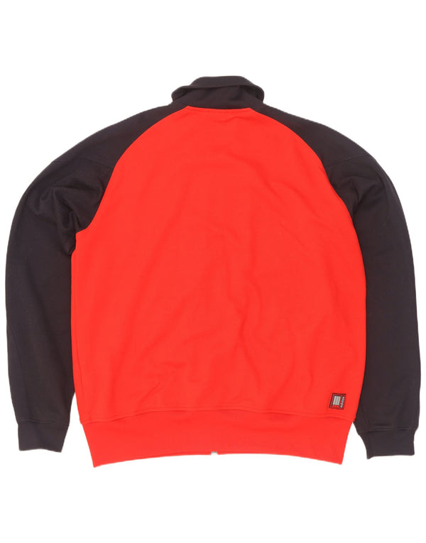 Adidas Hombre Gráfico Chándal Top Chaqueta 2XL Rojo Colorblock Algodón