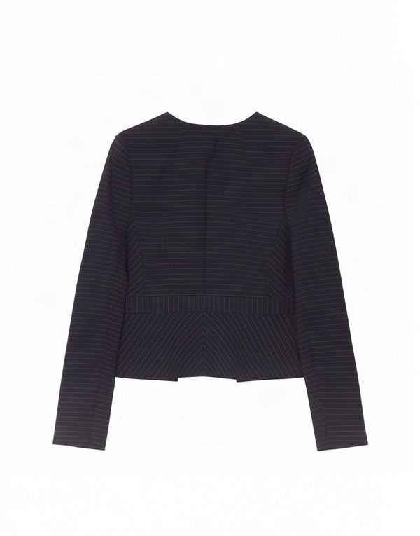 Hobbs Chaqueta tipo blazer abierta para mujer UK 8 Small Azul marino Poliéster a rayas