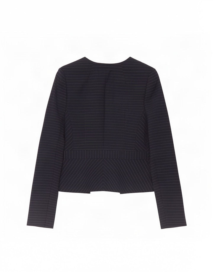 Hobbs Chaqueta tipo blazer abierta para mujer UK 8 Small Azul marino Poliéster a rayas