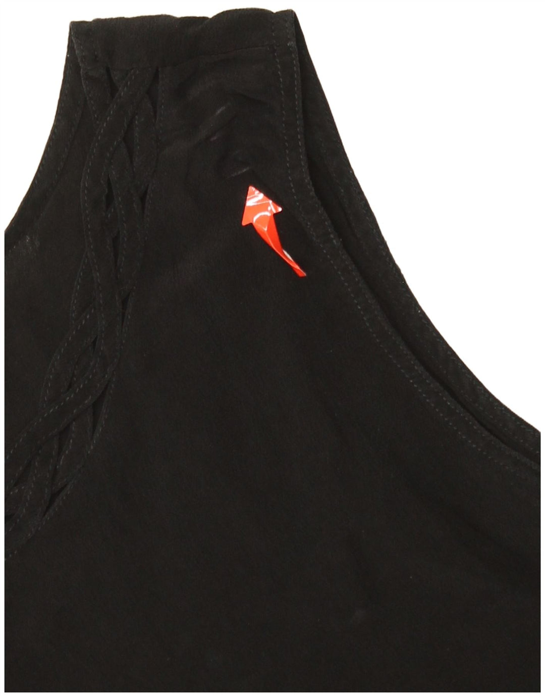 VINTAGE Blusa sin mangas para mujer Top UK 14 Seda negra mediana