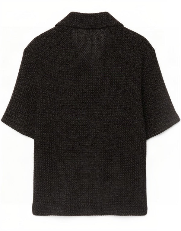 Zara Hombre Camisa Manga Corta Algodón Moteado Negro Mediano