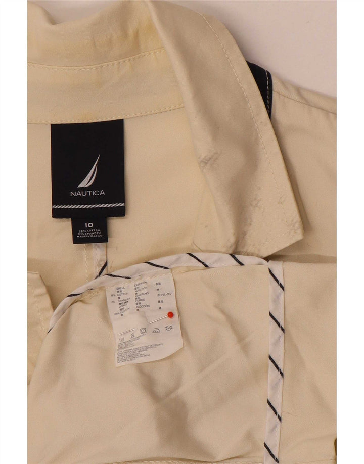 Nautica Chaqueta blazer de 3 botones para mujer US 10 grande de algodón beige