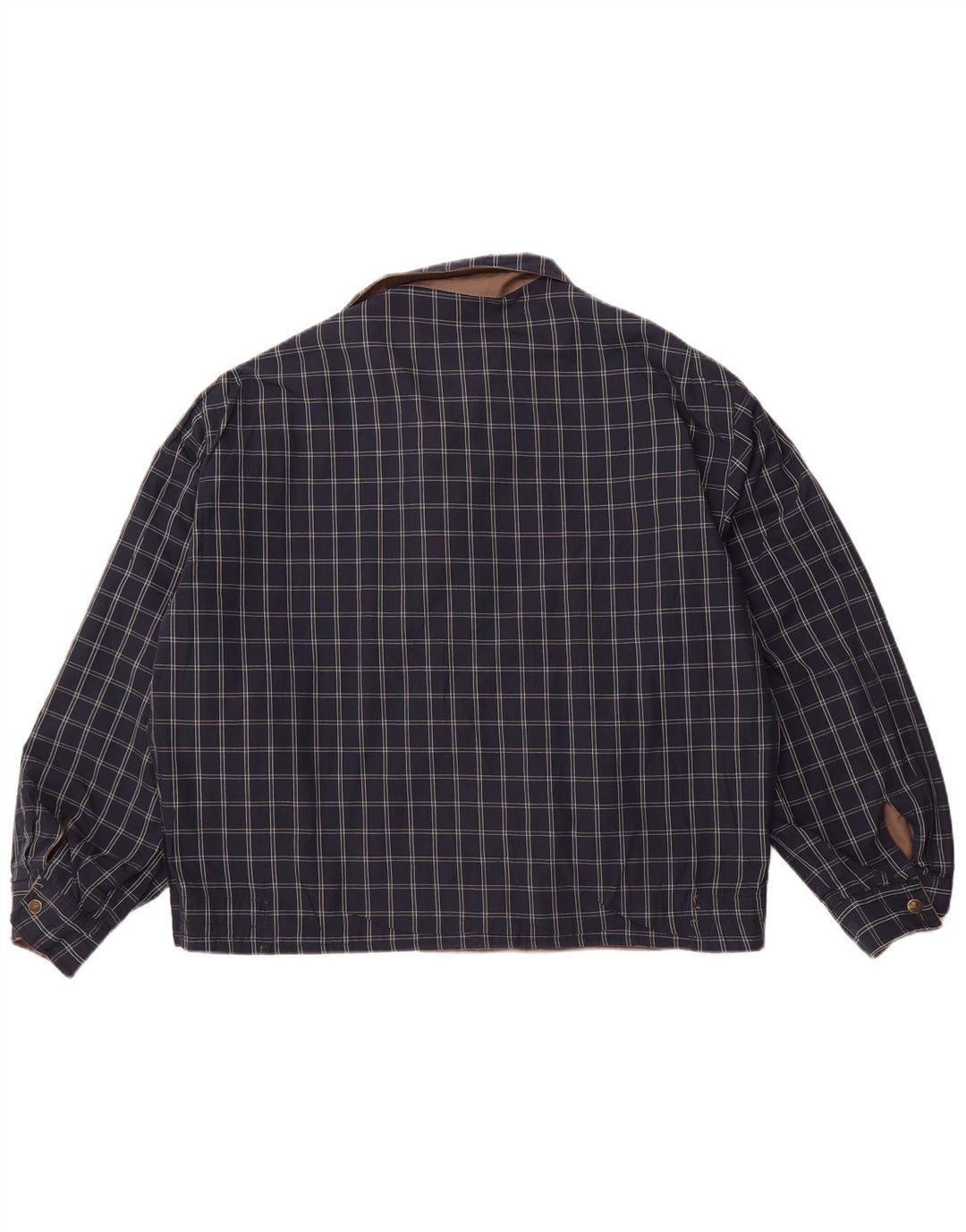 VINTAGE Chaqueta reversible para hombre Reino Unido 40 Poliéster a cuadros marrón grande