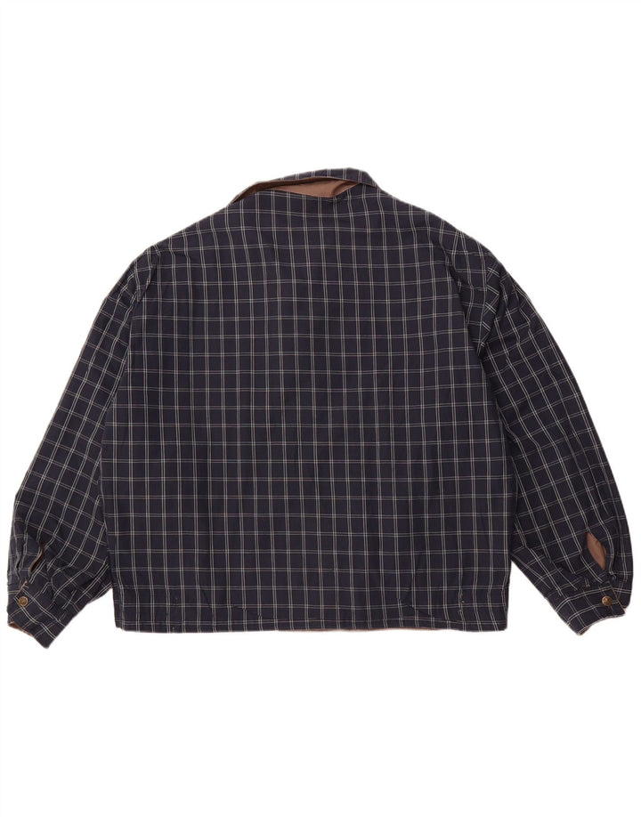 VINTAGE Chaqueta reversible para hombre Reino Unido 40 Poliéster a cuadros marrón grande