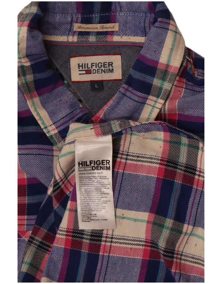 Camisa Tommy Hilfiger para hombre de algodón a cuadros azules grandes