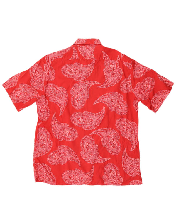 Camisa Brooksfield Hombre Manga Corta Algodón Paisley Rojo Mediano